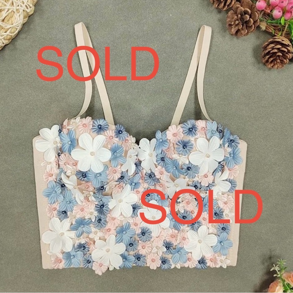 Floral Embellished Women's Top corset bustier